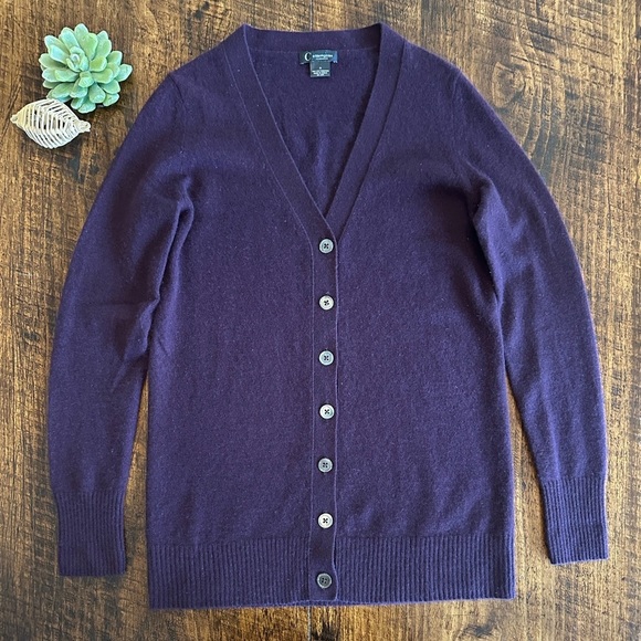 C by Bloomingdale’s Cashmere | 100% 2-Ply Cashmere Grandfather Cardigan, Size M - Picture 2 of 5